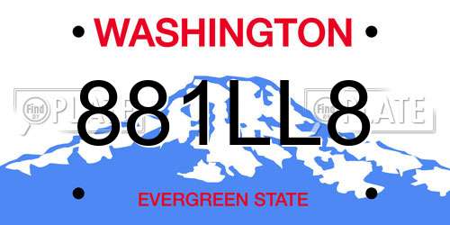881LL8 Washington License Plate