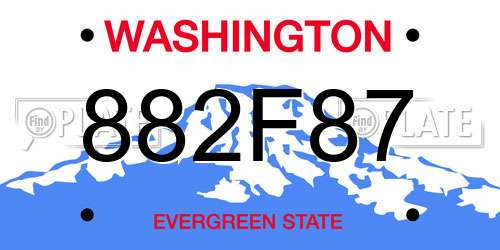 882F87 Washington License Plate