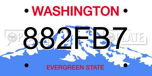 882FB7 Washington License Plate