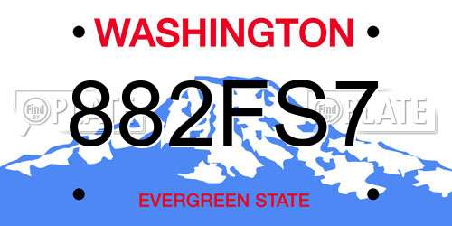 882FS7 Washington License Plate