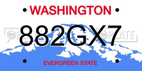 882GX7 Washington License Plate