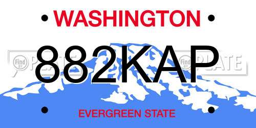 882KAP Washington License Plate