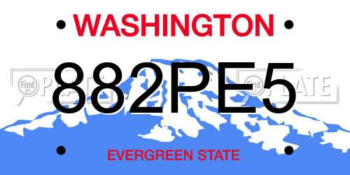 882PE5 Washington License Plate