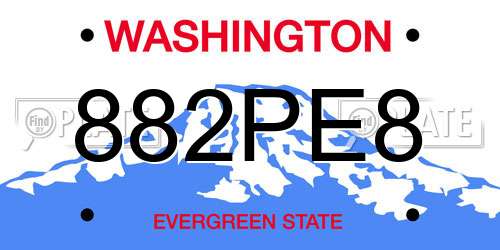 882PE8 Washington License Plate