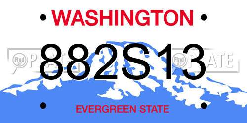 882S13 Washington License Plate