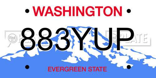 883YUP Washington License Plate