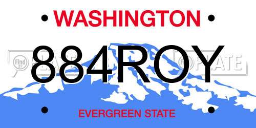 884ROY Washington License Plate