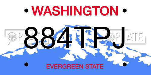 884TPJ Washington License Plate