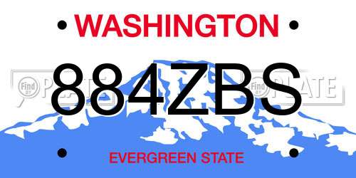 884ZBS Washington License Plate