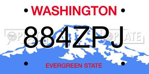 884ZPJ Washington License Plate
