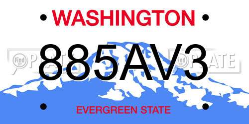 885AV3 Washington License Plate