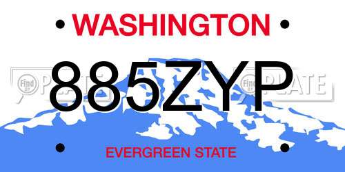 885ZYP Washington License Plate
