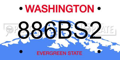 886BS2 Washington License Plate