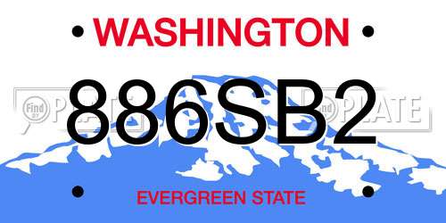 886SB2 Washington License Plate