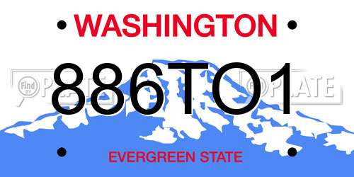 886TO1 Washington License Plate