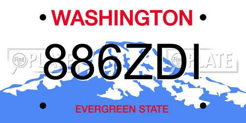 886ZDI Washington License Plate