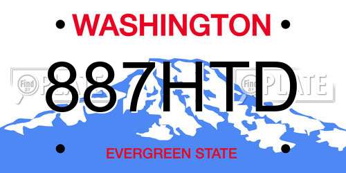 887HTD Washington License Plate