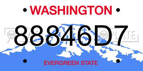 88846D7 Washington License Plate