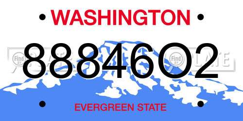 88846O2 Washington License Plate