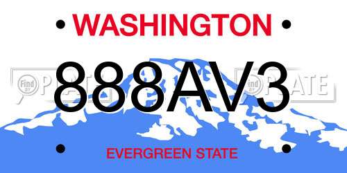 888AV3 Washington License Plate