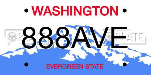 888AVE Washington License Plate