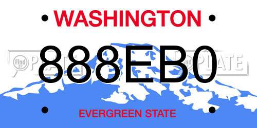 888EB0 Washington License Plate