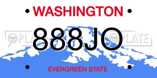 888JO Washington License Plate