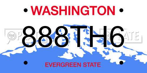 888TH6 Washington License Plate