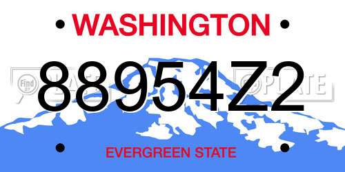 88954Z2 Washington License Plate