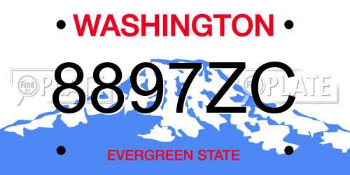8897ZC Washington License Plate