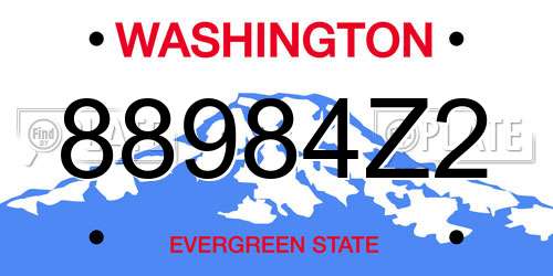 88984Z2 Washington License Plate