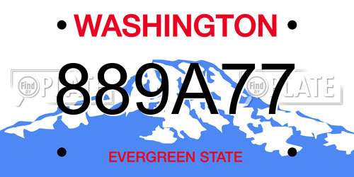 889A77 Washington License Plate