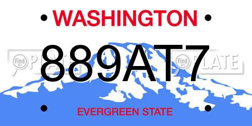 889AT7 Washington License Plate