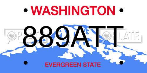 889ATT Washington License Plate