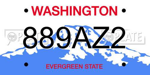 889AZ2 Washington License Plate