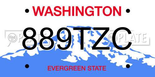 889TZC Washington License Plate