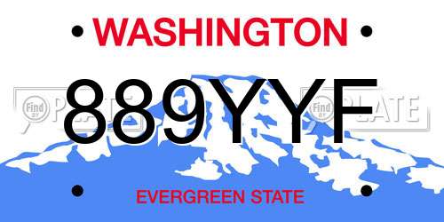 889YYF Washington License Plate