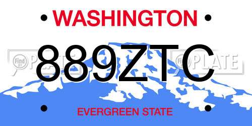 889ZTC Washington License Plate