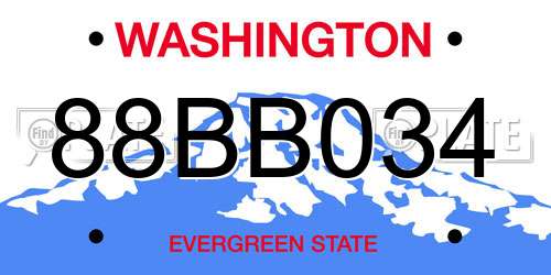 88BB034 Washington License Plate