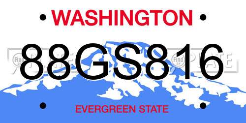 88GS816 Washington License Plate