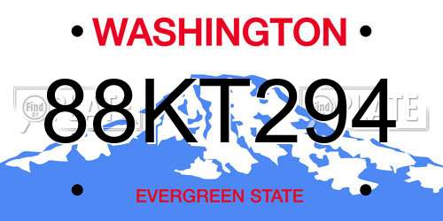 88KT294 Washington License Plate