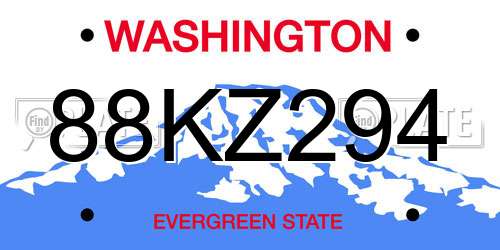 88KZ294 Washington License Plate
