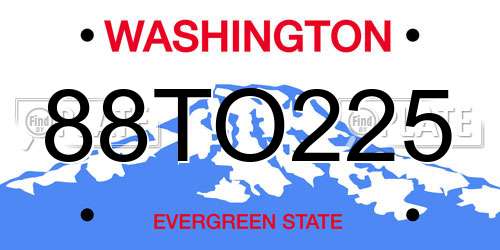 88TO225 Washington License Plate