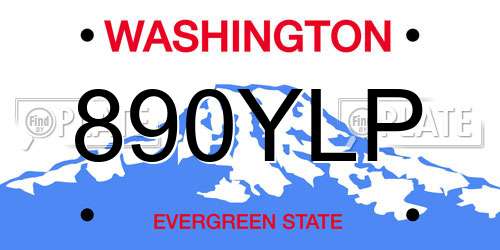 890YLP Washington License Plate
