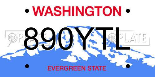 890YTL Washington License Plate