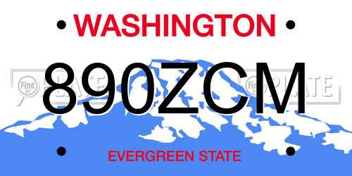 890ZCM Washington License Plate