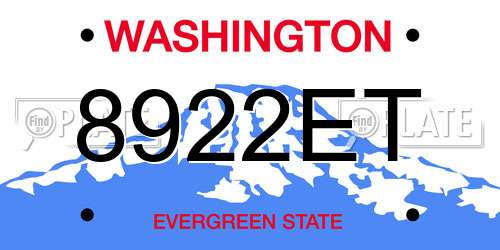 8922ET Washington License Plate