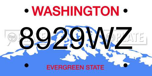 8929WZ Washington License Plate