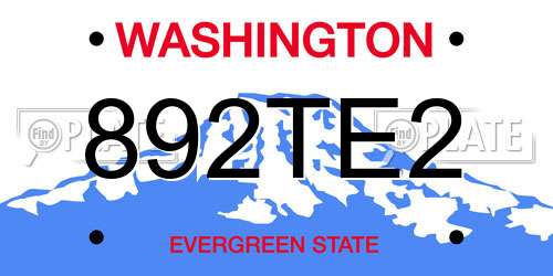 892TE2 Washington License Plate