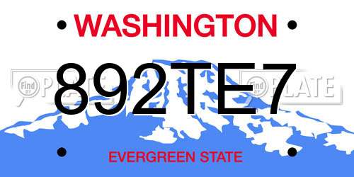 892TE7 Washington License Plate